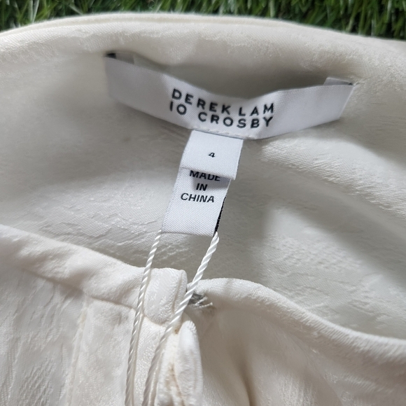 New 10 Crosby Derek Lam Bone Snake Satin TF92726SN Button-down Top - Picture 11 of 12